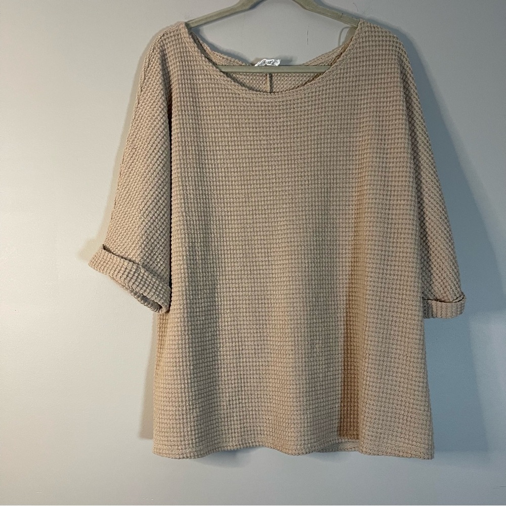 Andre by Unit Casual Beige Waffle Knit Sweatshirt